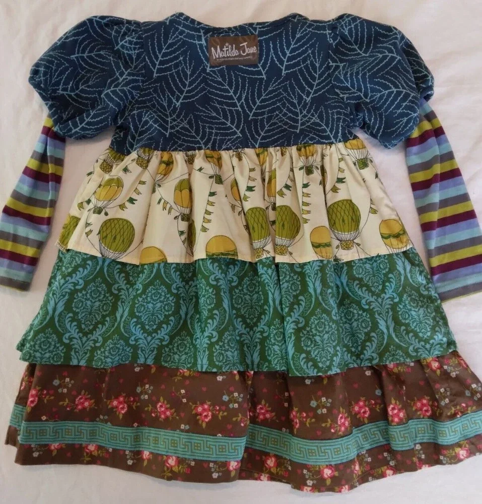 MATILDA JANE ~ Paint By Numbers Quiet Green Tiered Dress Hot Air Balloons Size 4